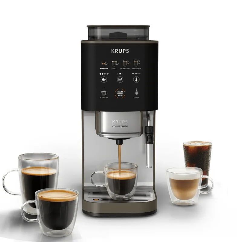 Krups KRUPS Kaffeevollautomat "Coffee Crush Experience Lioness", schwarz/silber – Produktbild 1 von 2
