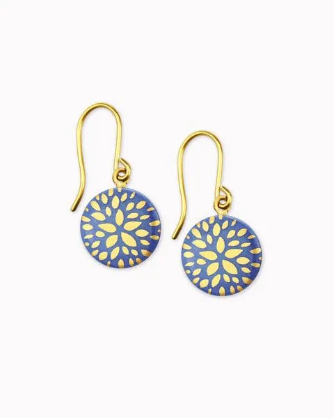 lille mus lille mus Porzellan-Ohrhänger BLUMENSTERN, Blau, – Produktbild 1 von 2