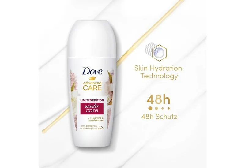 DOVE / UNILEVER Deo-Roller 6x 50ml Dove Advanced Care Anti Transpirant Deo Roll-On Winter Care, 1-tlg., Limited Edition I Roll-On Deodorant mit Skin Hydration Technology – Produktbild 3 von 4
