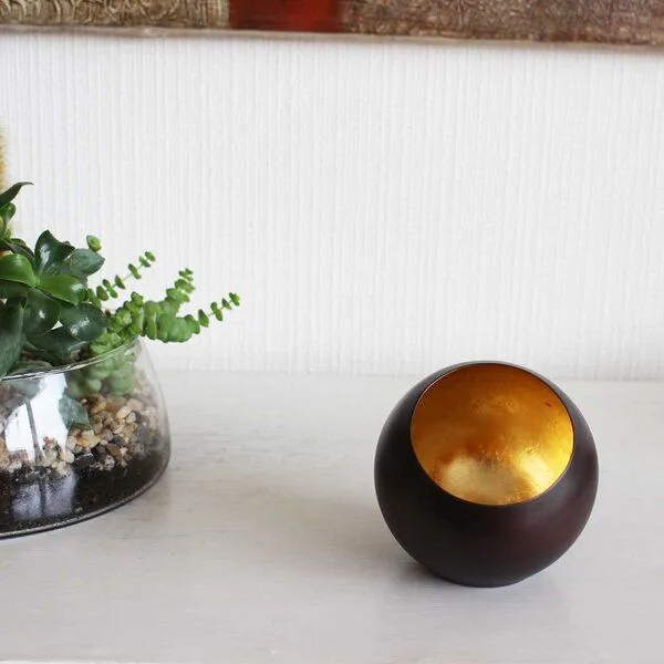 Mitienda Shop Mitienda Shop Teelichthalter Globe, Gold, – Produktbild 3 von 3