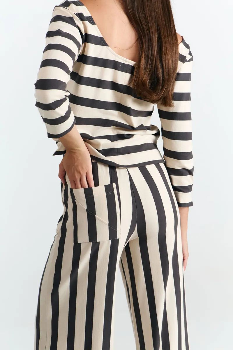 SUITE13LAB SUITE13LAB Damen vegan Hose Palau Black Stripes, Schwarz, – Produktbild 1 von 2