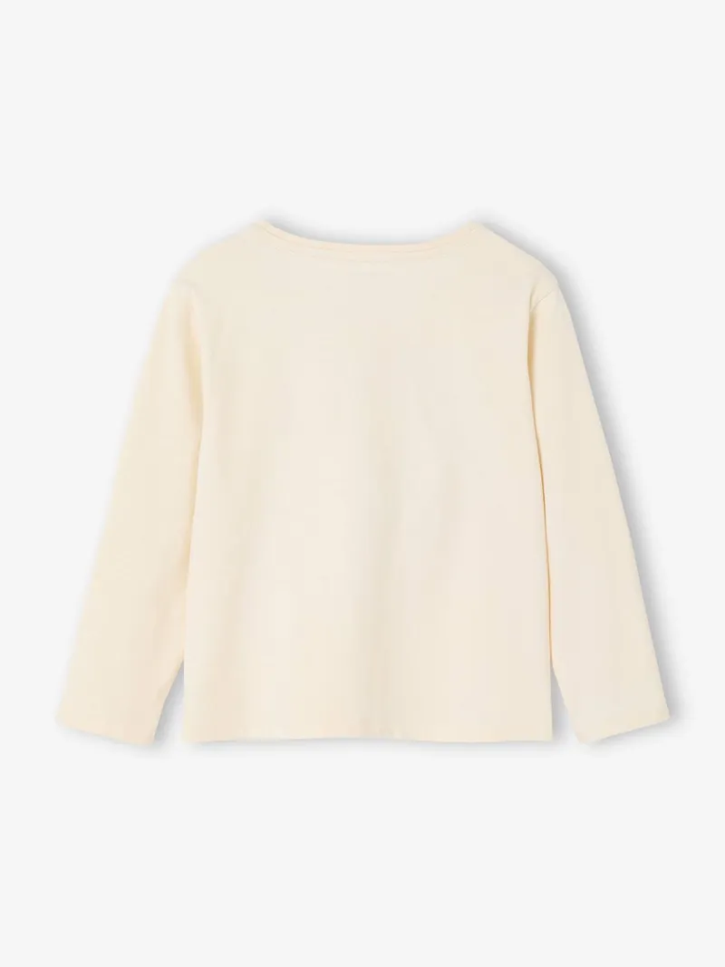Vertbaudet Mädchen Langarmshirt mit Relief-Herz, Wollweiß, – Produktbild 3 von 4
