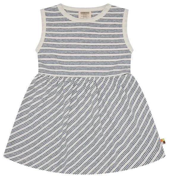 loud + proud loud + proud Babys & Kinder Kleid Streifen mit Leinen, GOTS-zertifiziert, Ultramarine(blau), – Produktbild 3 von 5