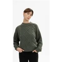 MELA MELA Zopfmuster Strickpullover Style SAMAIRA aus 100% Bio-Baumwolle, Grün melange, – Produktbild 1 von 1