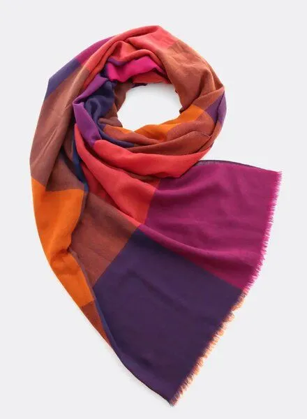 Djian Djian Schal aus Merino-Wolle – KARO – mulesingfrei, Blau / bunt, – Produktbild 2 von 3