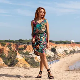 WiDDA Widda Damen vegan Kleid Rani Tropical Print Mehrfarbig – Produktbild 1 von 1