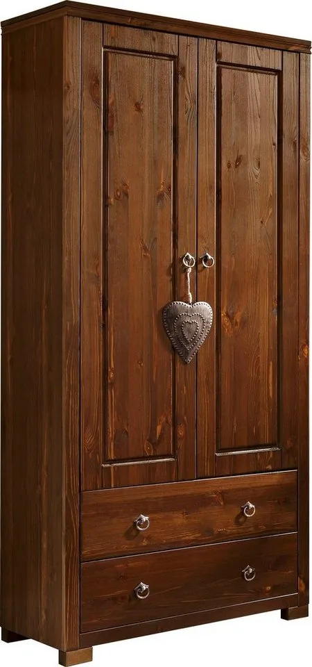OTTO home Kleiderschrank Gotland, Wäscheschrank, Mehrzweckschrank mit Schubladen, Landhausstil (B/H/T ca: 80cmx178cmx40cm) massive Kiefer, FSC® zertifiziert, langlebige Qualität trifft Stil, Braun, – Produktbild 5 von 5