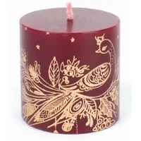 El Puente El Puente Stumpenkerze "Pfau" | Fair Trade & Handmade aus Indien – Produktbild 1 von 1