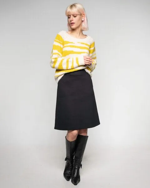Alma & Lovis Alma & Lovis Edler Rock in Gabardine-Struktur aus feiner Bio-Baumwolle | Gabardine Rock, Raven (schwarz), – Produktbild 2 von 4