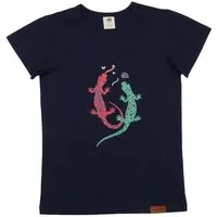 Walkiddy Kinder T-Shirt GOTS zertifiziert, dunkelblau, Salamander-Print, Bio-Baumwolle, weich – Walkiddy – Produktbild 1 von 1