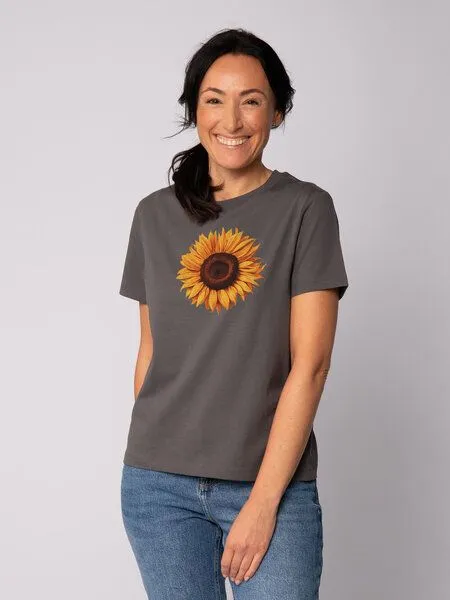 watapparel watapparel T-Shirt Frauen Sonnenblume, Anthracite, – Produktbild 1 von 3