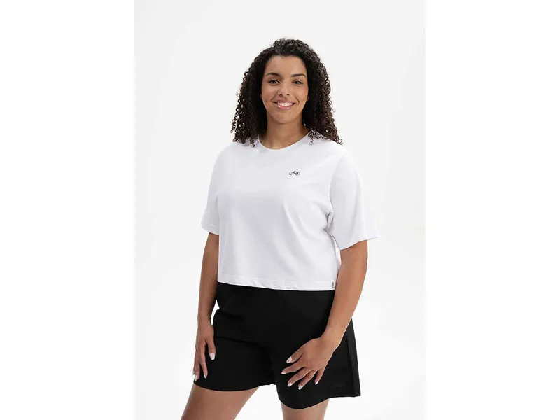 MELA MELA Bio-Damen-T-Shirt "JOSHNA" mit Bike-Stickerei, weiß, cropped, Gr. L – Produktbild 1 von 1