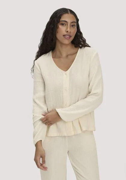 hessnatur hessnatur Musselin Pyjamabluse PURE COMFORT aus reiner Bio-Baumwolle, Natur, – Produktbild 1 von 5