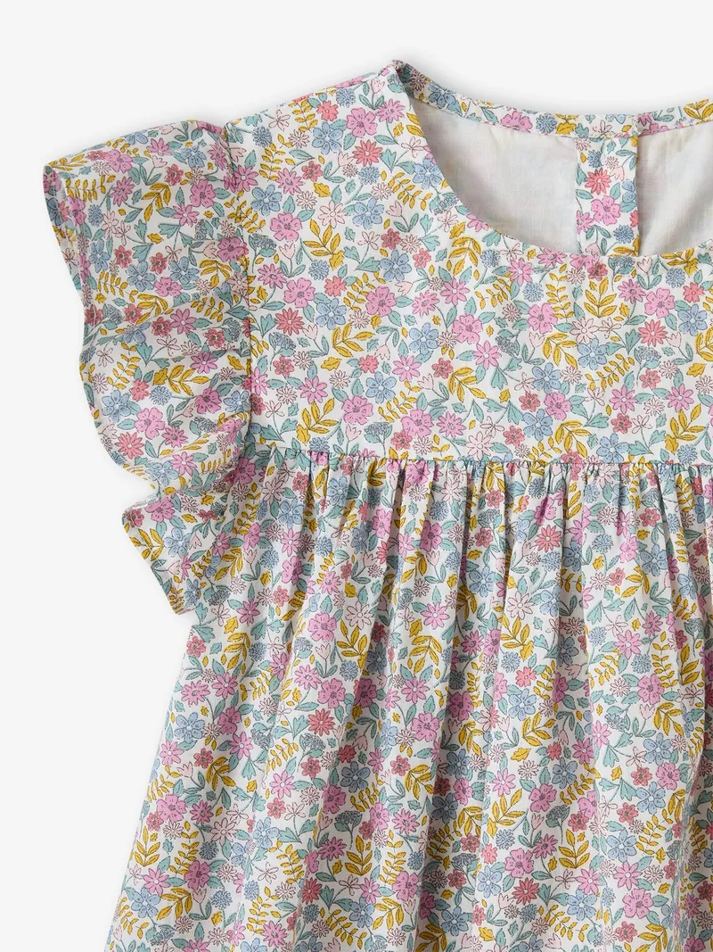 Vertbaudet Kurzärmeliges Mädchen Sommerkleid, Weiß bedruckt, – Produktbild 2 von 3