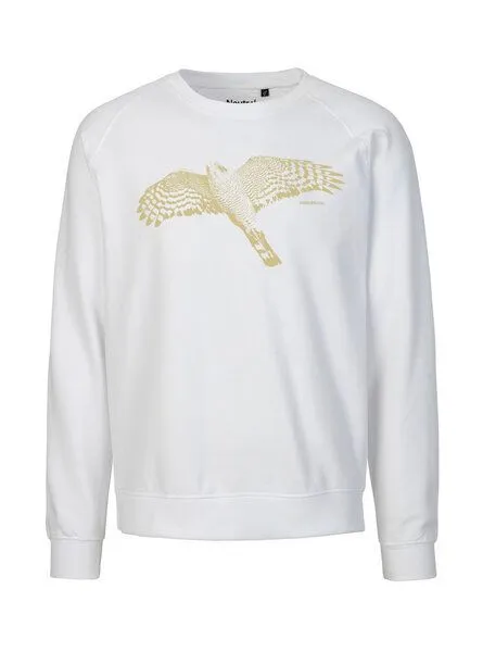 Peaces.bio - handbedruckte Biomode Peaces.bio - handbedruckte Biomode Bio Damen-Sweatshirt Loose Fit Sperber, Weiß, – Produktbild 1 von 2