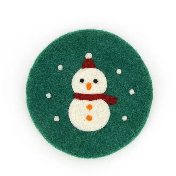 Mitienda Shop Mitienda Shop Topfuntersetzer aus Wollfilz Schneemann, Grün, – Produktbild 1 von 2