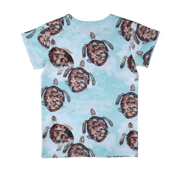 Walkiddy Walkiddy T-Shirt Hellblau Meeresschildkröten-Allover Bio-Baumwolle GOTS – Produktbild 2 von 3
