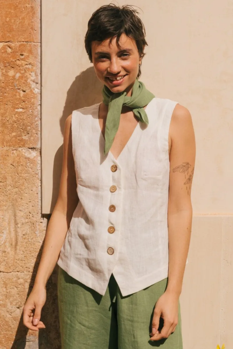 AmourLinen AmourLinen Damen vegan Weste Greta Weiß, Weiß, – Produktbild 2 von 2