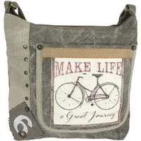 Sunsa Sunsa Canvas Umhängetasche. Vintage Stil mit Fahrrad Motiv Crossbody Bag. Vegane Hobo Tasche. – Produktbild 1 von 1