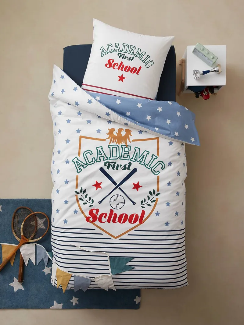Vertbaudet Kinder Bettwäsche-Set ACADEMIC, Wollweiß, – Produktbild 3 von 3