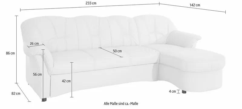 DOMO collection Ecksofa FLORES Schlafsofa, 233x142x86 cm, L-Form, whlw. mit Bettfunktion, whlw. mit Federkern, Grün|schwarz, – Produktbild 5 von 8