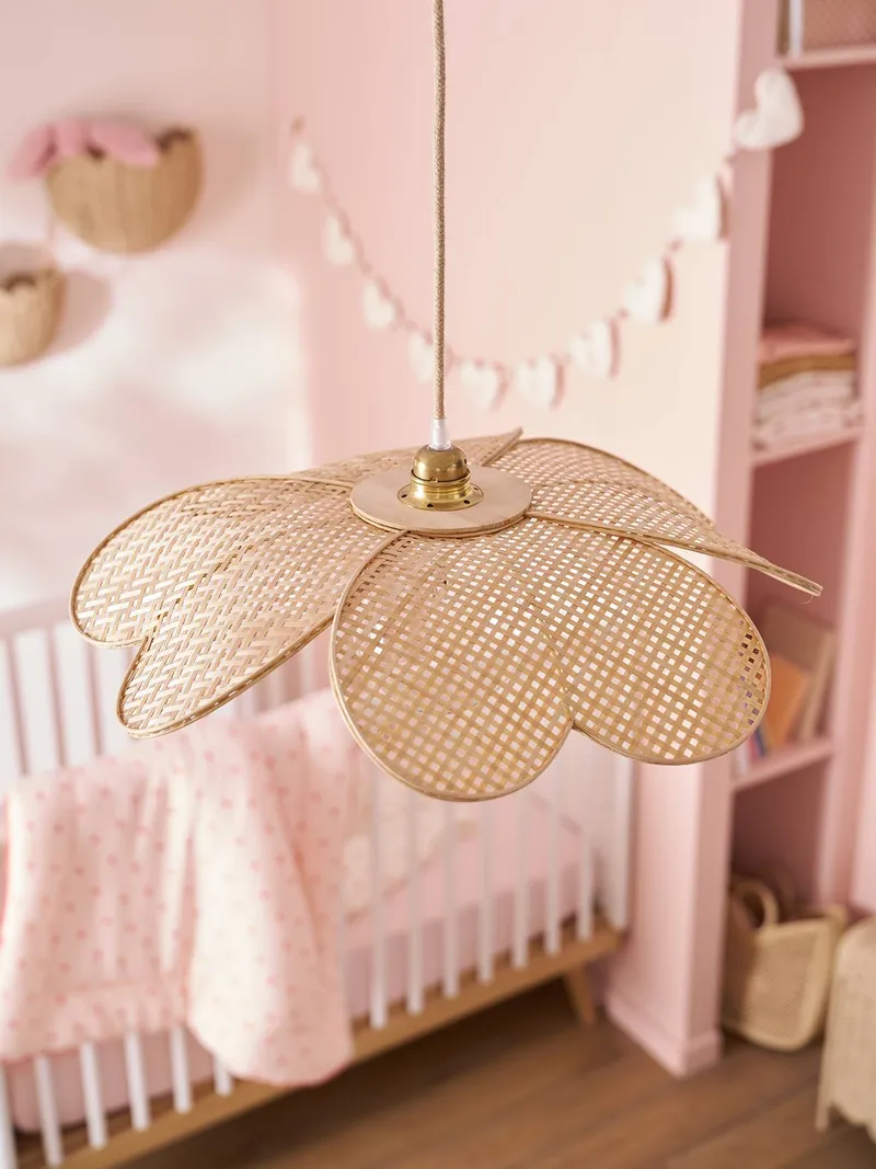 Vertbaudet Lampenschirm Blume Bambus Kinderzimmer, Beige, – Produktbild 2 von 4