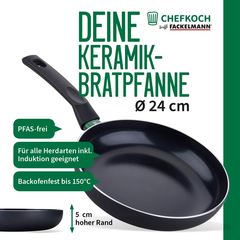 Chefkoch trifft Fackelmann Chefkoch trifft Fackelmann Bratpfanne Bielefeld, Keramik, antihaft, Ø24cm – Produktbild 3 von 3