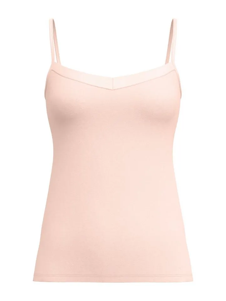 CALIDA CALIDA Spaghettitop Cate Satin-Einsatz, Single Jersey Qualität, elastisch, weich, feminin, Rosa, – Produktbild 2 von 5