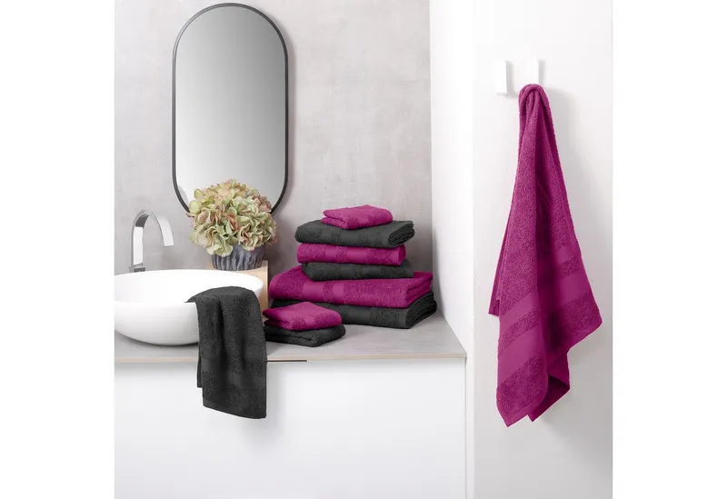 OTTO home Handtuch Set Vanessa, 10-tlg Handtuch-Set, weich, in Standard- und Premium-Qualität, Walkfrottee (Set, 10-St), 100% Baumwolle, Duschtücher, Handtücher, Gästetücher, mit Bordüre, Rot, – Produktbild 7 von 8