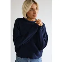 Kultgut Kultgut Goodness Sweater 100% Bio-Baumwolle - Ein schöner Allrounder im Boxistyle, Dunkelblau, – Produktbild 1 von 1