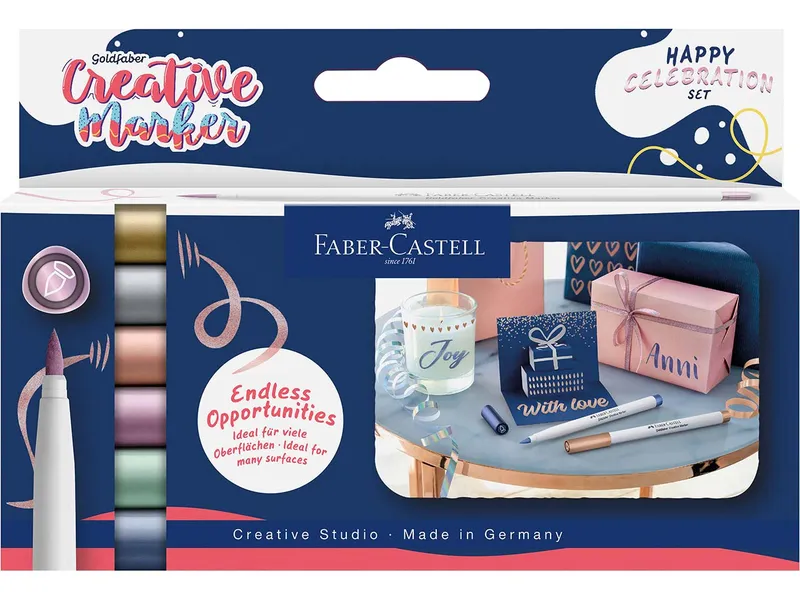 Faber-Castell Faber-Castell 6er-Set Goldfaber Creativ-Marker "Happy Celebration" B-Spitze – Produktbild 1 von 2