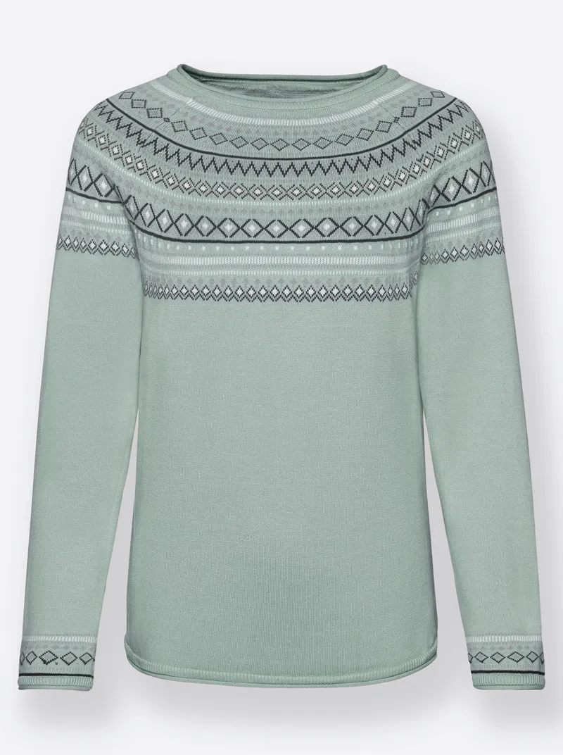 Witt Norwegerpullover, Mint-gemustert, – Produktbild 1 von 2