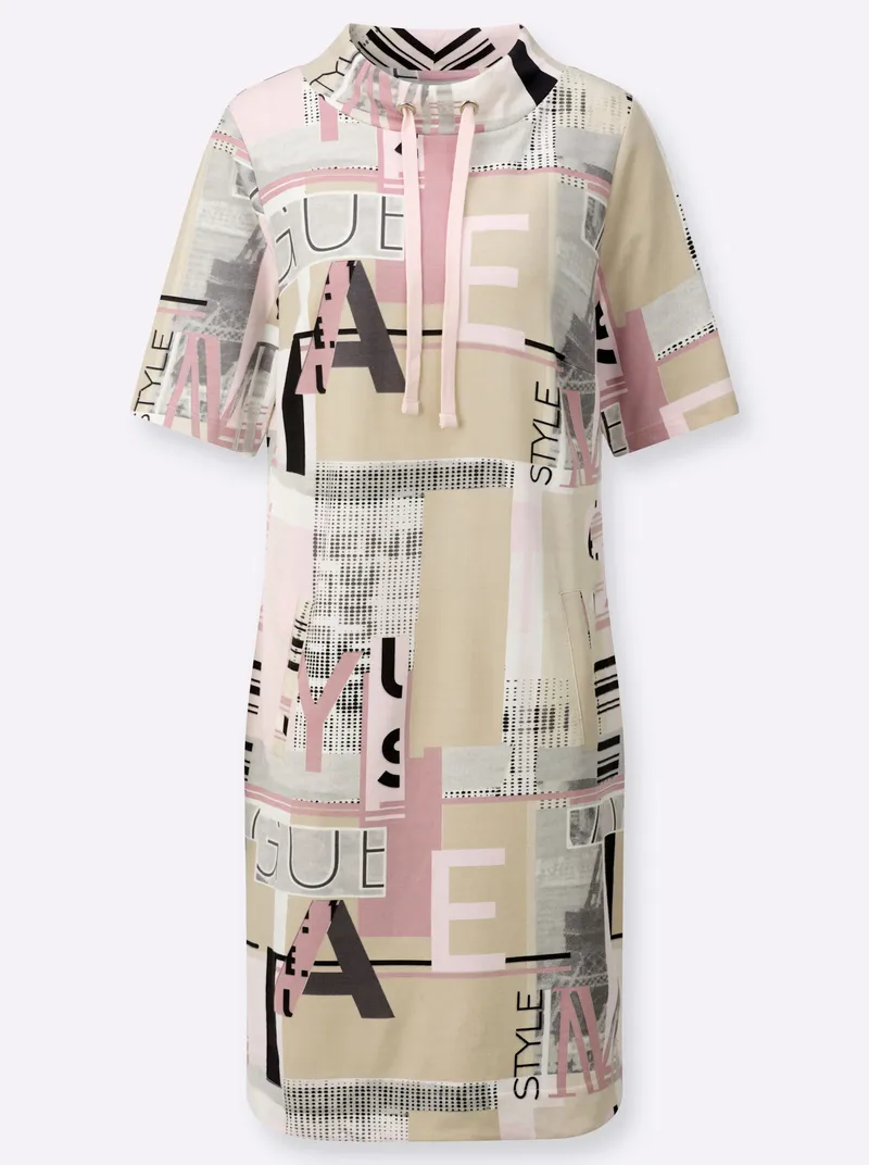 Witt Jerseykleid, Hortensie-sand-bedruckt, – Produktbild 1 von 2
