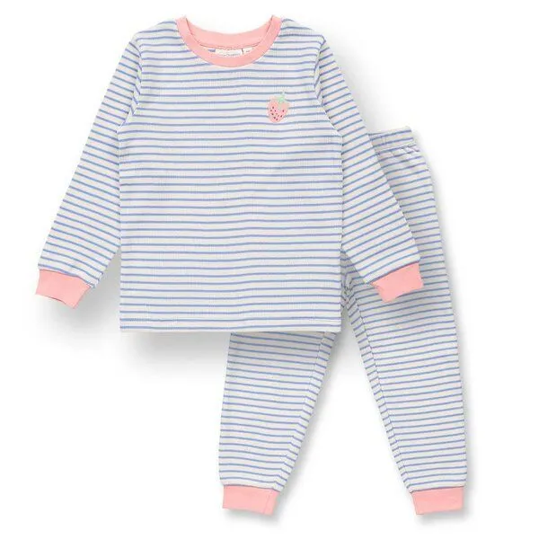 Sense Organics Sense Organics Mädchen Schlafanzug blau-weiß geringelt, Modell JUNIS, Blue, – Produktbild 1 von 4