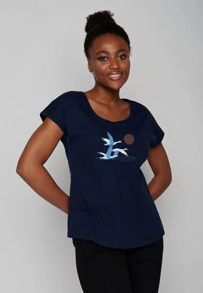 GreenBomb GREENBOMB Animal Goose Family Cool - Sportliches T-Shirt aus Bio-Baumwolle / hochwertiger Print / GOTS / Fair & Vegan, Blau (marineblau), – Produktbild 3 von 4