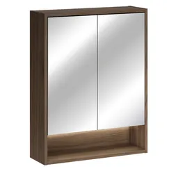 Lomadox Spiegelschrank VERZUOLO-56-WALNUT 60 cm breit in Walnuss, 2-türig, inkl. LED-Beleuchtung – Produktbild 1 von 1