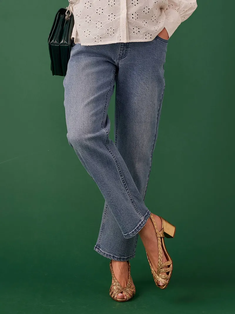 Envie De Fraise Gerade Umstandsjeans mit Seamless-Bund ENVIE DE FRAISE, Blue stone, – Produktbild 3 von 3