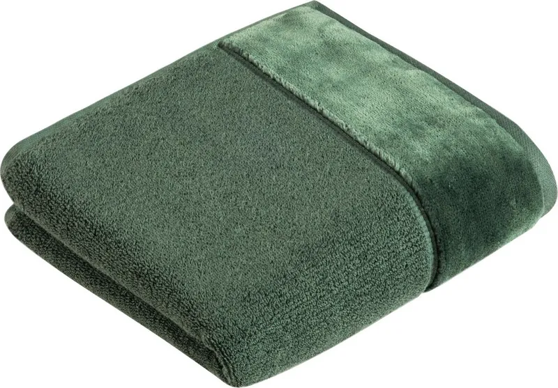 VOSSEN VOSSEN Handtuch Pure, Webfrottier (1-St), Baumwolle & VEGAN, mit eleganter Veloursbordüre, Grün, – Produktbild 1 von 1