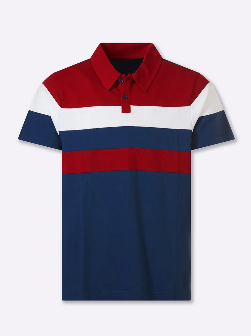 Catamaran Kurzarmshirt dunkelblau-dunkelrot-gestreift, Dunkelblau-dunkelrot-gestreift, – Produktbild 1 von 2