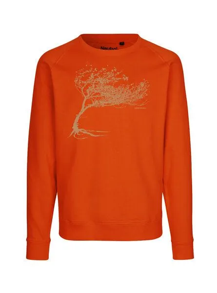 Peaces.bio - handbedruckte Biomode Peaces.bio - handbedruckte Biomode Bio Damen-Sweatshirt Loose Fit Windy Tree, Orange, – Produktbild 1 von 2