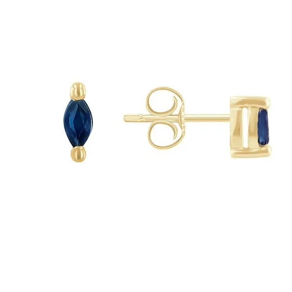 Eppi Eppi Minimalistische Ohrstecker mit blauen Saphiren Daina, Gelb, – Produktbild 3 von 4
