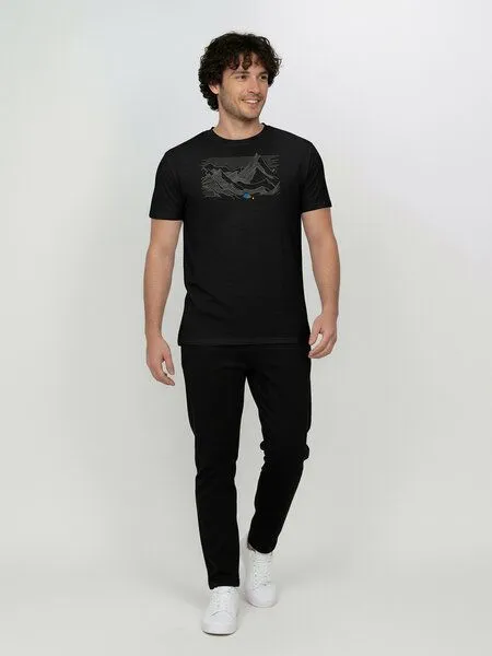 GreenBomb GREENBOMB Tent Loom - Funktionales T-Shirt aus Merino-Wolle / hochwertiger Print / Fair & Vegan, Schwarz (schwarz), – Produktbild 3 von 4