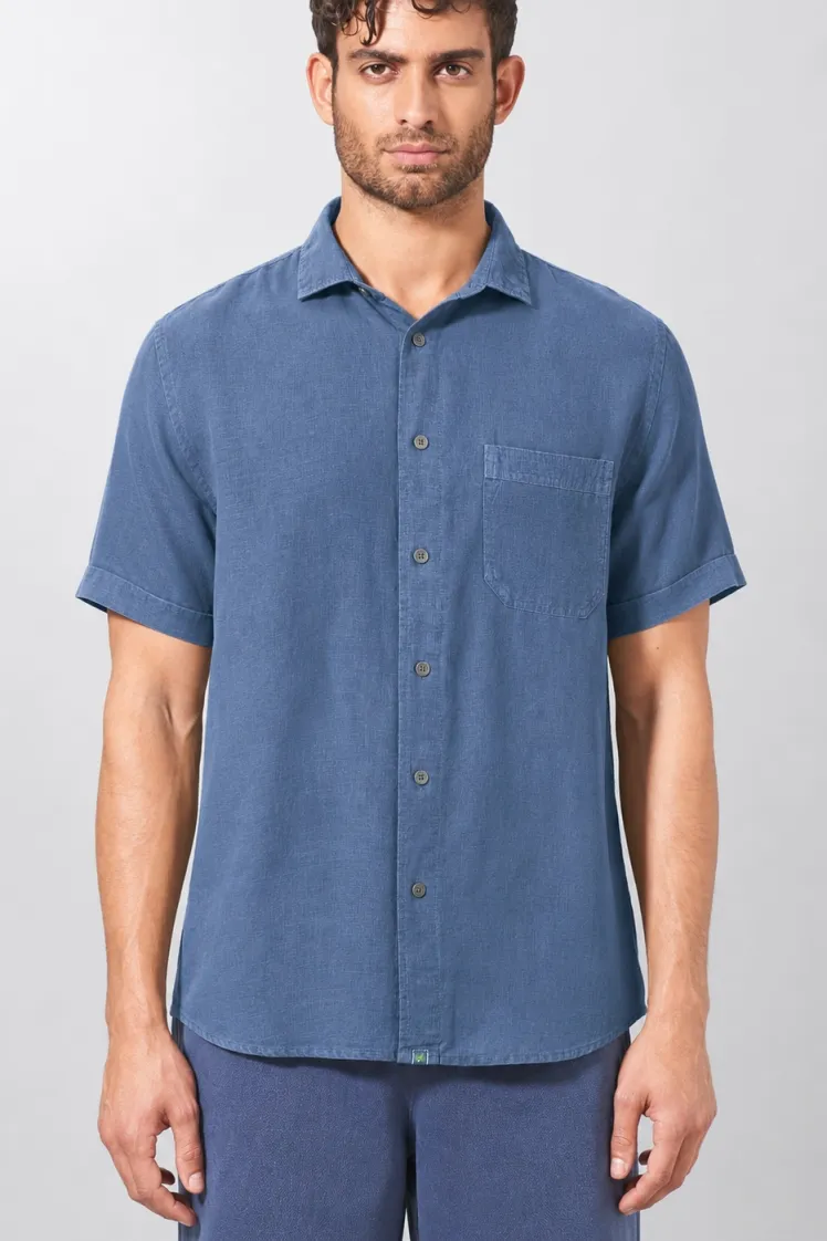 HempAge Hempage Herren vegan Kurzarm Shirt Blueberry, Blau, – Produktbild 2 von 4