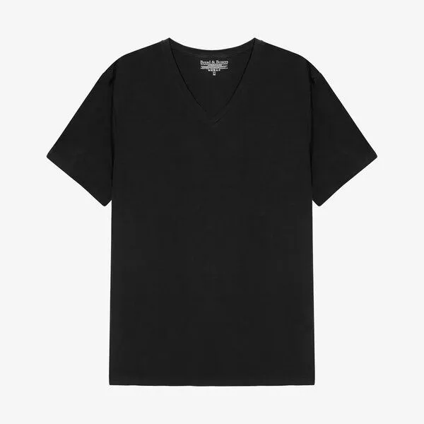 Bread & Boxers Bread & Boxers Herren V- Neck T-Shirt "MAN - V-NECK SLIM" - Biobaumwolle mit Elasthan - GOTS, Black, – Produktbild 1 von 3