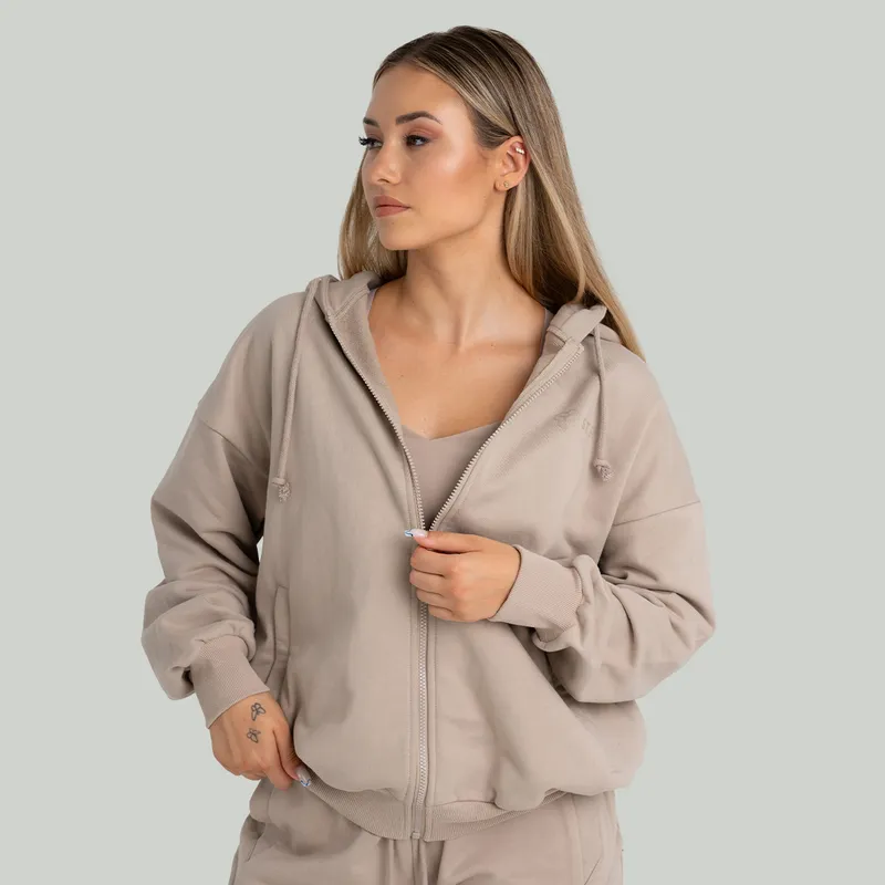 GymBeam OG1 STRIX Hoodie für Frauen mit Reißverschluss in Taupe XS – Produktbild 1 von 1