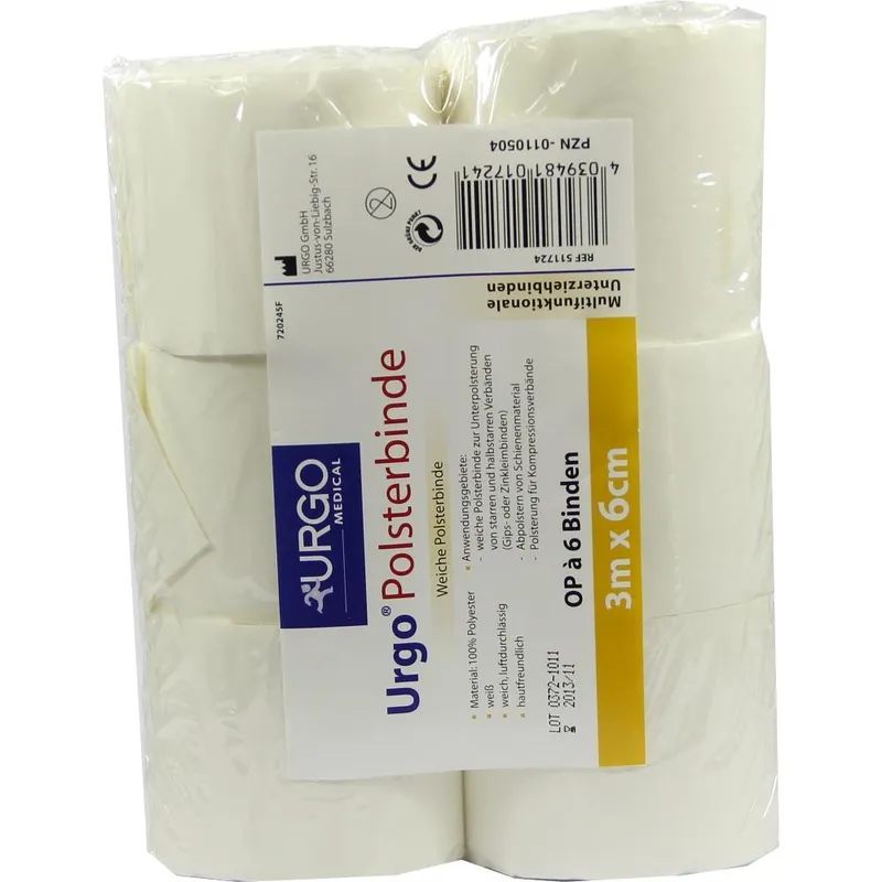 Urgo URGO POLSTERBINDE 6 cmx3 m 6 St Binden – Produktbild 1 von 1