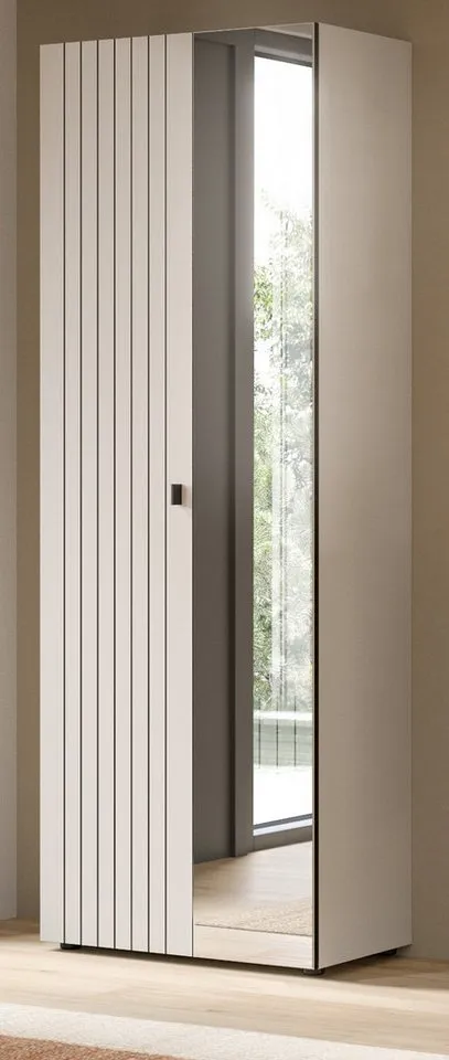 Inn.Furn Garderobenschrank Loreno (Schuhschrank in Kaschmir / Sand mit Schwarz, Spiegeltür, 70 x 192 cm) variable Inneneinteilung, Beige, – Produktbild 2 von 5