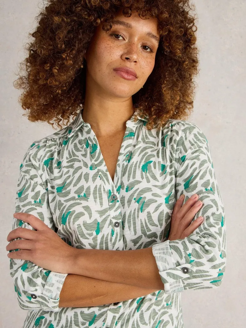 White Stuff Jerseybluse Annie - 52, Grün multi, – Produktbild 3 von 4