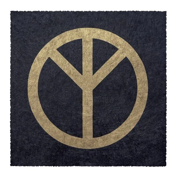 Veskor Cassiopeia Veskor Cassiopeia THE REAL PEACE SIGN Linoldruck | 22 × 22 cm | Gold auf Schwarz – Produktbild 1 von 4