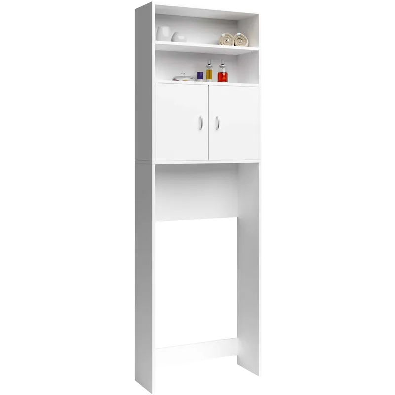 Casaria® Casaria® Waschmaschinenschrank 185x63x20cm kompakt 3 Böden Magnettüren Weiß, Weiß, – Produktbild 2 von 2